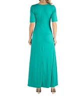 24seven Comfort Apparel Casual Maternity Maxi Dress with Sleeves