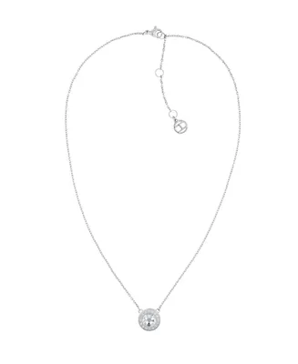 Tommy Hilfiger Women's Silver-Tone Stainless Steel Stone Necklace - Silver