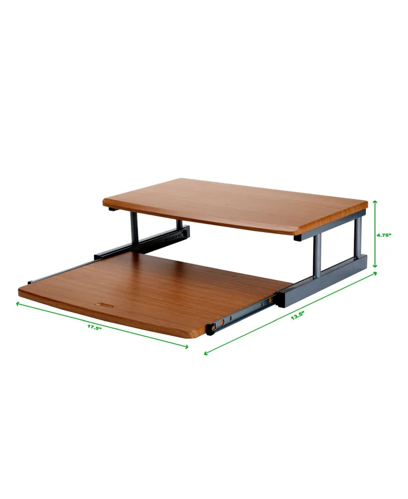 Mind Reader 2 Tier Monitor Stand Riser with Sliding Drawer