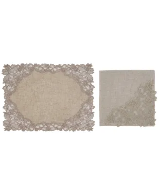 Saro Lifestyle Embroidered Lace Napkin Placemat Set of 2