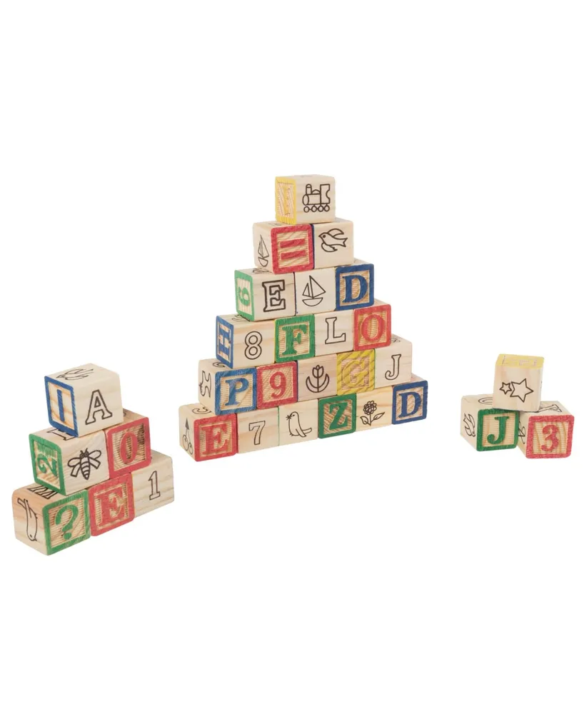 Hey Play Abc And 123 Wooden Blocks - Alphabet Letters And Numbers Learning Block Set