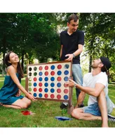 Hey Play 4-In-a-Row - Giant Classic Wooden Game For Indoor And Outdoor Play, 2 Player Strategy And Skill Fun Backyard Lawn Toy For Kids And Adults