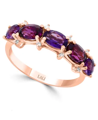 Lali Jewels Multi-Gemstone (2-1/4 ct. t.w.) & Diamond (1/20 ct. t.w.) Ring in 14k Rose Gold