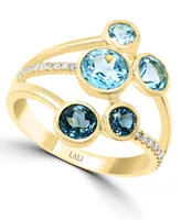 Lali Jewels Multi-Gemstone (2 ct. t.w.) & Diamond (1/10 Ring 14k Gold