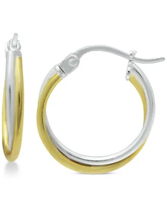 Giani Bernini Extra Small Overlap Hoop Earrings in Sterling Silver and 18k Gold-Plate, 15mm, Created for Macy's - Two