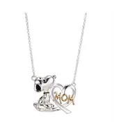 Peanuts Gold Flash Plated "Mom" Snoopy and Heart Necklace, 16"+2" Extender