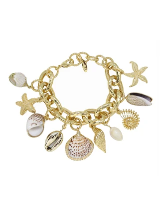 Ettika Mermaid Tears Shell and Gold - Tone Bracelet