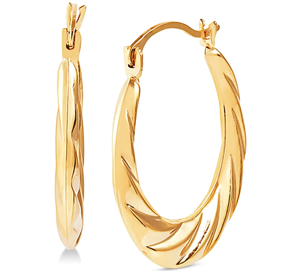 Small Swirl Hoop Earrings in 14k Gold