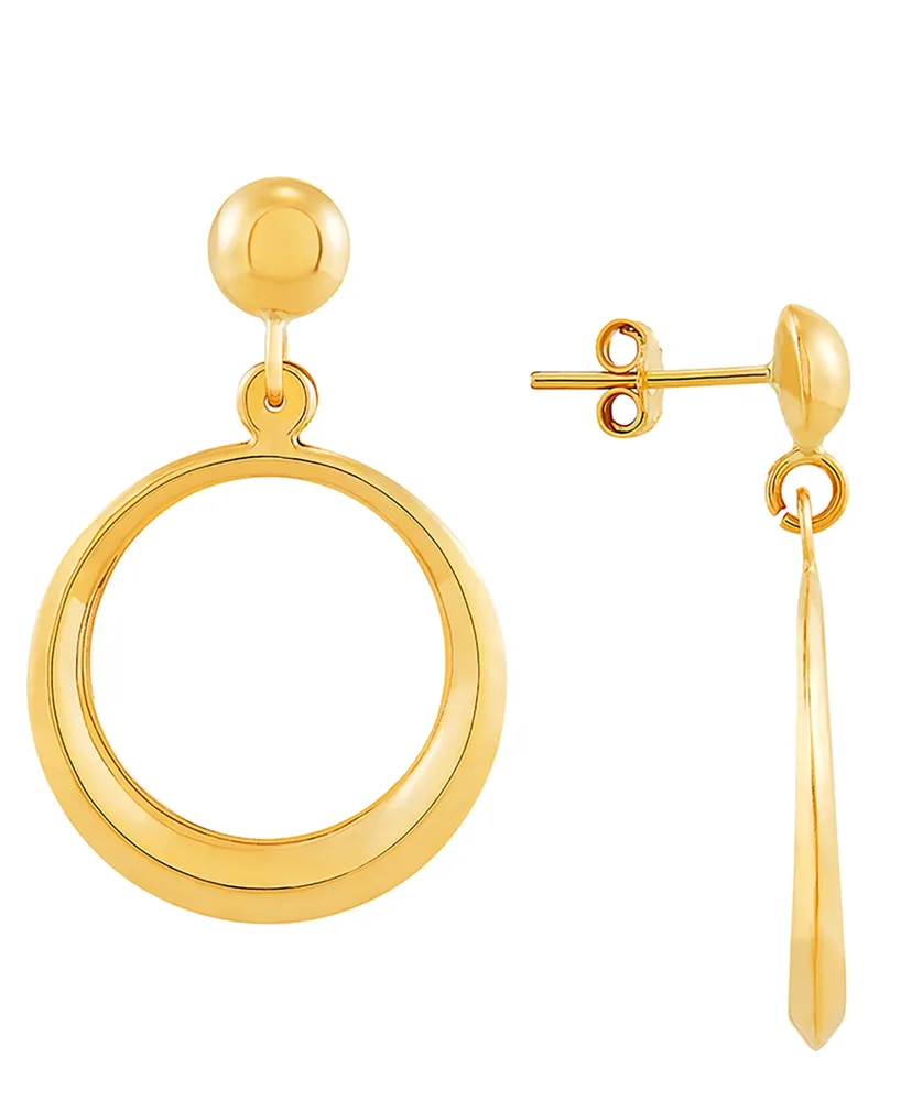 Polished Drop Hoop Earrings in 14k Gold