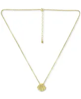 Giani Bernini Cubic Zirconia Clam Shell Pendant Necklace in 18k Gold-Plated Sterling Silver, 16" + 2" extender, Created for Macy's