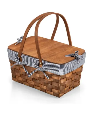 Picnic Time Kansas Handwoven Wood Picnic Basket