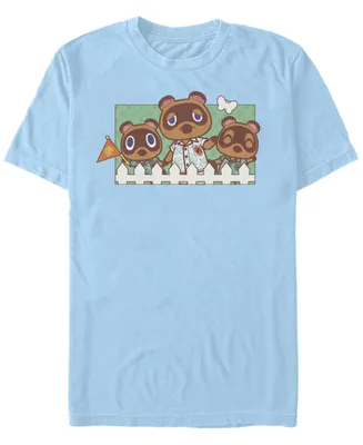 Fifth Sun Men's Animal Crossing New Horizons Nook Family Portrait Short Sleeve T-shirt