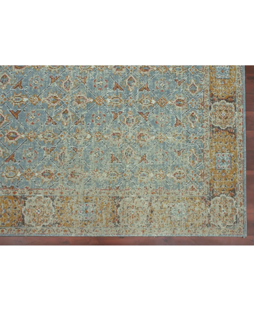 Amer Rugs Eternal Ete-27 Teal/ Gold 2'7" x 7'6" Runner Rug