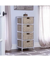 Household Essential Whitewash 4-Basket Storage Tower