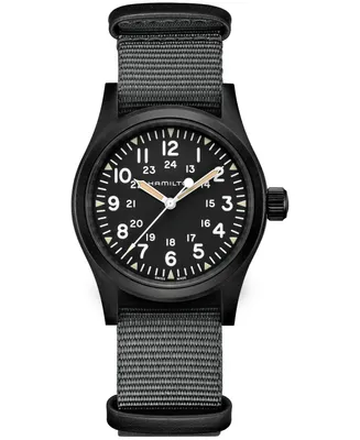 Hamilton Unisex Swiss Mechanical Khaki Field Black Nato Strap Watch 38mm