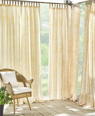 Verena Sheer Floral 52" x 108" Indoor/Outdoor Tab Top Curtain Panel