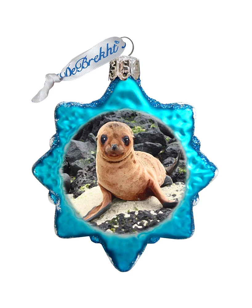 G.DeBrekht Baby Seal Hand Painted Glass Ornament