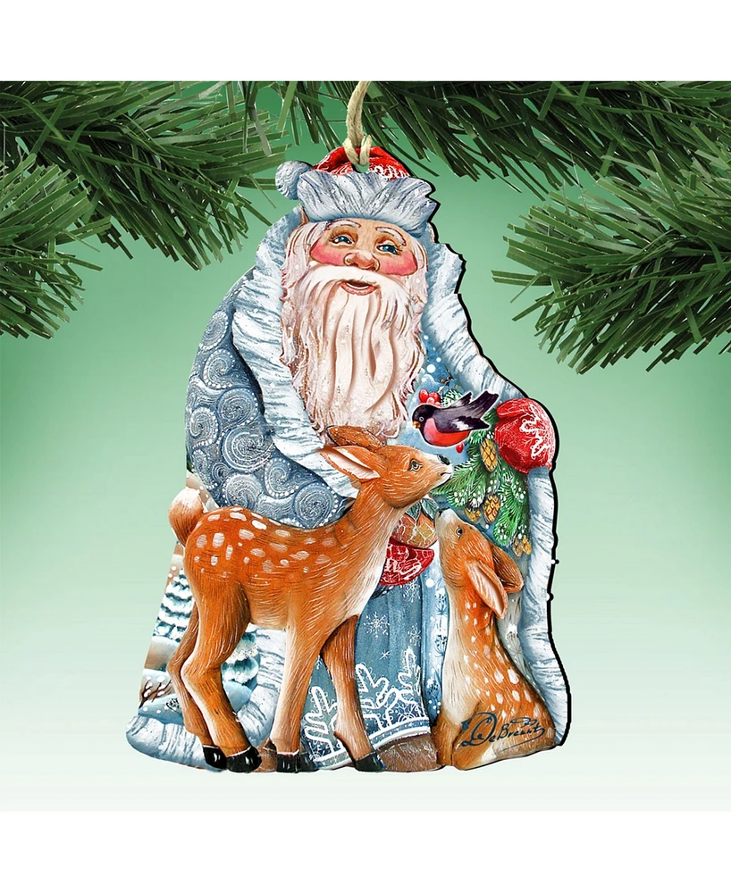 Designocracy Winter Treasure Wooden Christmas Ornament, Set of 2