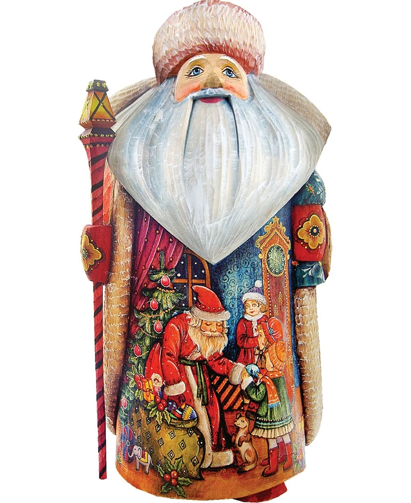 G.DeBrekht Woodcarved Hand Painted Christmas Gift Giving Father Frost Santa Figurine