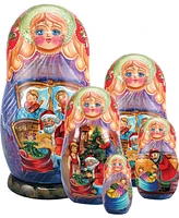 G.DeBrekht 5 Piece Night Before Christmas Russian Matryoshka Nested Doll Set