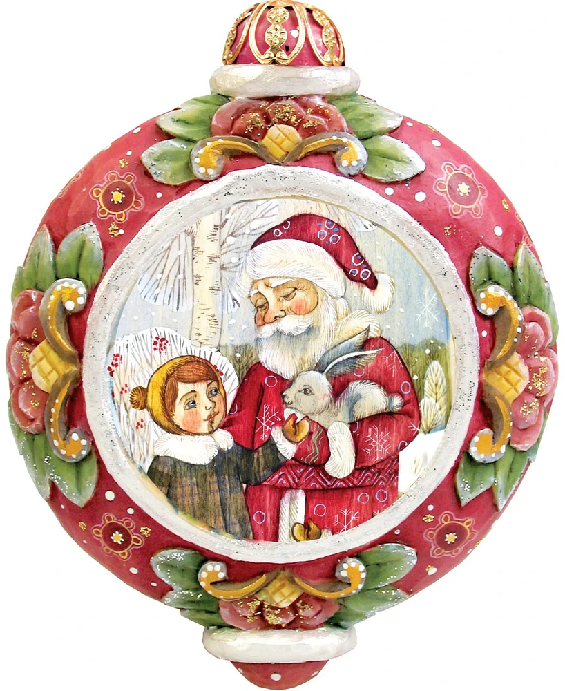 G.DeBrekht Hand Painted Santa with Boy Scenic Ornament