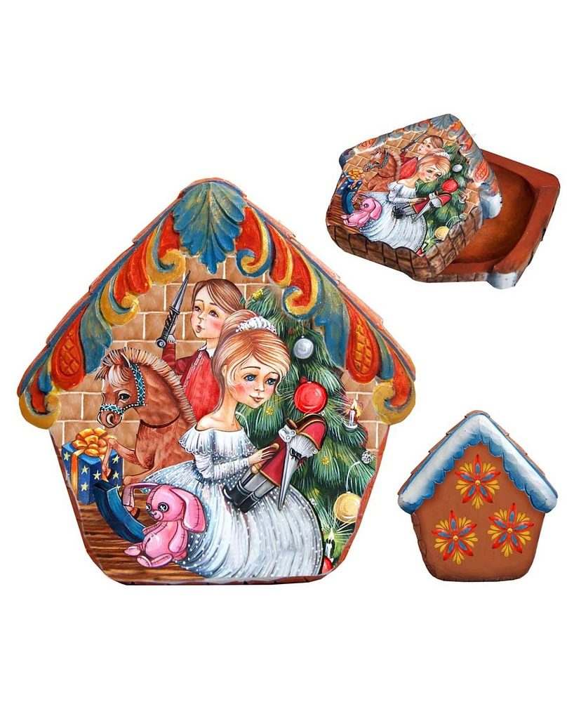 G.DeBrekht Hand Painted Christmas Morning Wrapped Wishes Dome Box