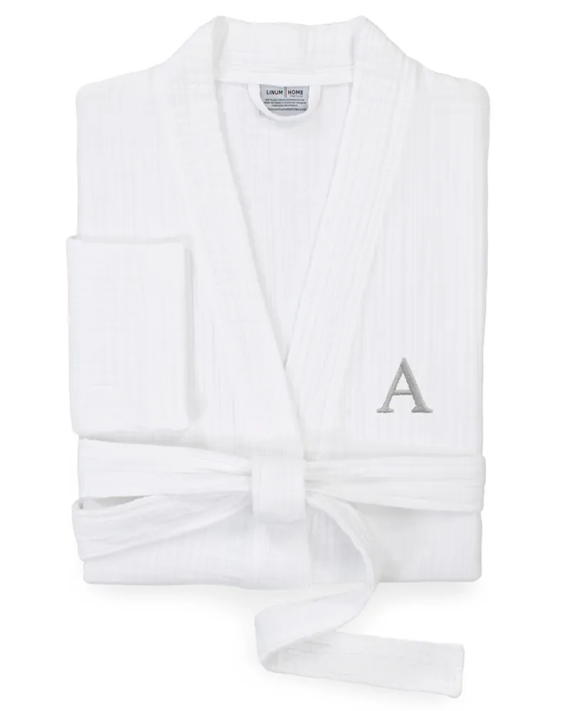 Linum Home Smyrna Personalized Hotel/Spa Luxury Robes - White