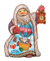 G.DeBrekht Hand Painted Balloon Ride Santa Ornament Figurine with Scenic Painting