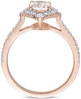 Morganite (1-1/7 ct. t.w.), White Sapphire (1/5 t.w.) & Diamond (1/4 Ring 14k Rose Gold