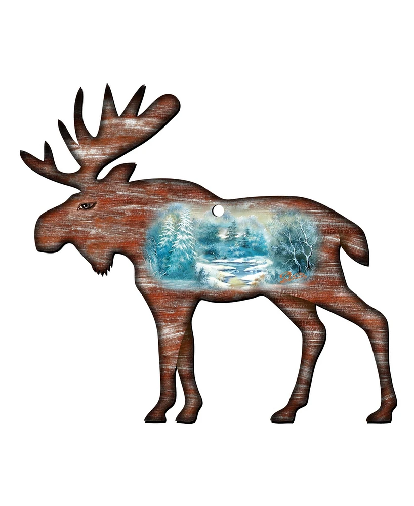 Designocracy Woodsy Moose Scenic Wooden Decor