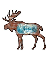 Designocracy Woodsy Moose Scenic Wooden Decor