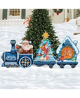 Designocracy Santa Holiday Express Wooden Outdoor Decoration