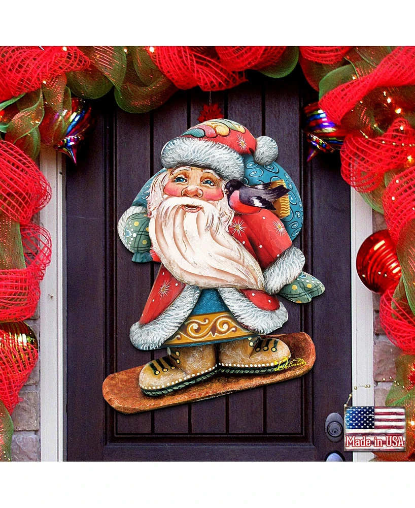 Designocracy Santa Skier Christmas Door Hanger