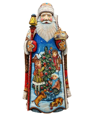 G.DeBrekht Woodcarved Hand Painted Children Santa Figurine