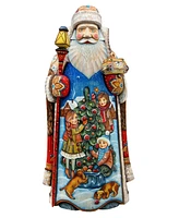 G.DeBrekht Woodcarved Hand Painted Children Santa Figurine