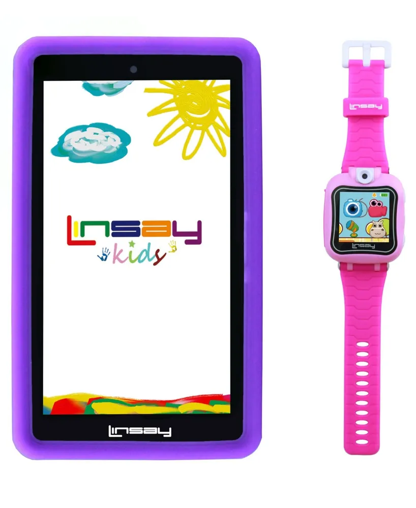 New Linsay 7" Kids Wi-Fi Tablet Bundle with 1.5 Kids Smart Watch Selfie Camera