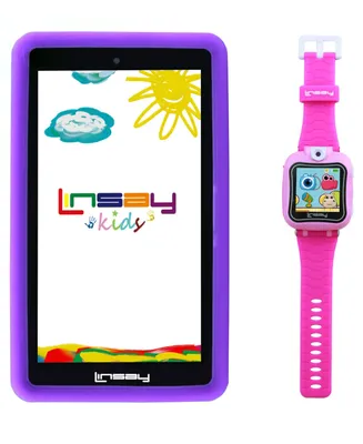 New Linsay 7" Kids Wi-Fi Tablet Bundle with 1.5 Kids Smart Watch Selfie Camera