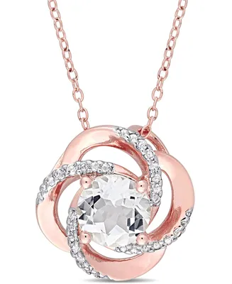 White Topaz Floral Swirl 18" Pendant Necklace (2-3/5 ct. t.w.) in 18k Rose Gold-Plated Sterling Silver