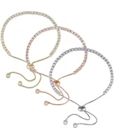 3-Pc. Set White Topaz Bolo Bracelet Set (11-1/3 ct. t.w.) in 18k Tricolor Gold-Plated Sterling Silver