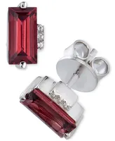 Rhodolite Garnet (2 ct. t.w.) & White Topaz Accent Stud Earrings in Stering Silver