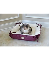Armarkat 2-In-1 Cat Pet Bed & Fleece Cat Mat, Burgundy/Ivory - Extra Thick Poly Fill, Machine Washable
