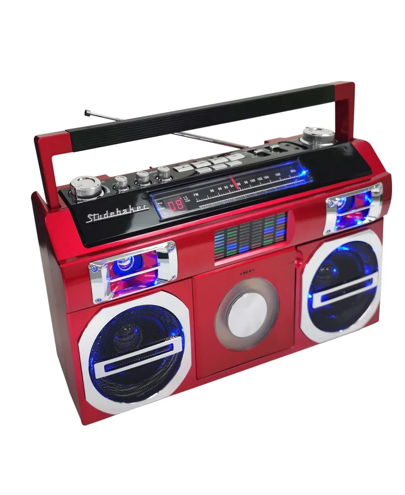 Studebaker SB2145R 80's Retro Street Bluetooth Boombox with Fm Radio, Cd Player