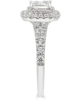 Diamond Princess Halo Engagement Ring (1 ct. t.w.) in 14k White Gold