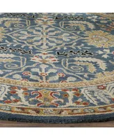 Safavieh Antiquity At64 Navy and Multi 6' x 6' Round Area Rug