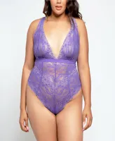 iCollection Eva Two Toned Stretch Lace Bodysuit Lingerie
