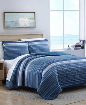 Nautica Coveside Blue Cotton Reversible Quilt Sets