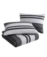 Nautica Ardmoore Grey Cotton Reversible -Piece Quilt Set