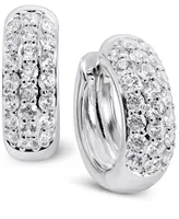 Arabella Cubic Zirconia Small Huggie Hoop Earrings in Sterling Silver