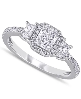 Diamond Radiant Three-Stone Engagement Ring (1 ct. t.w.) in 14k White Gold