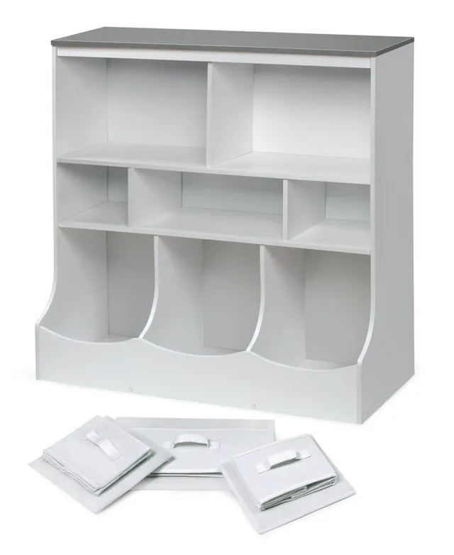 Stackable Shelf Storage Cubby with Three Baskets - White - Badger Basket